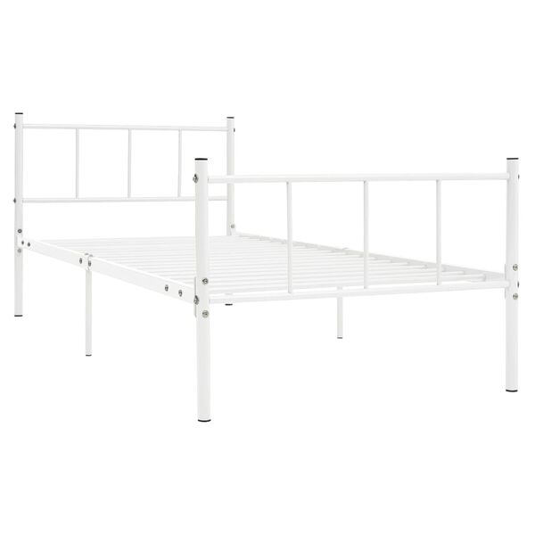 vidaXL Bed Frame without Mattress White Metal 90x200 cm