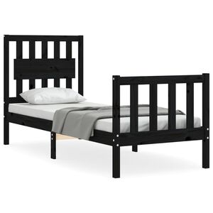 vidaXL Bed Frame without Mattress Black Small Single Solid Wood Pine