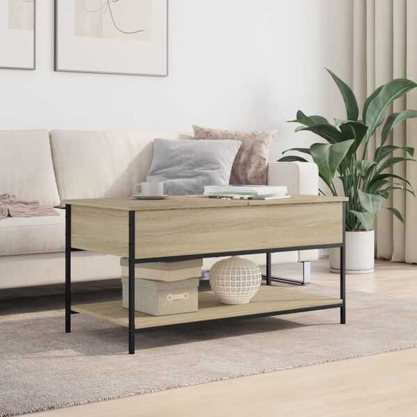 vidaXL Coffee Table Sonoma Oak 100x50x50 cm Engineered Wood and Metal