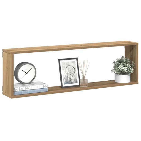 vidaXL Wall Cube Shelves 4 pcs Artisan Oak 100x15x30 cm Engineered Wood