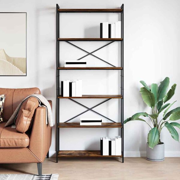 vidaXL Bookshelf Smoked Oak 80 x 30 x 190 cm Engineered Wood