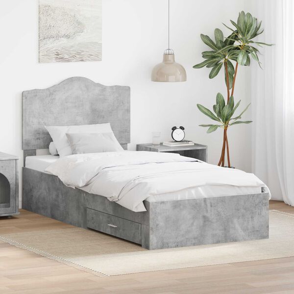 vidaXL Bed Frame Concrete Grey 100 x 200 cm Engineered Wood