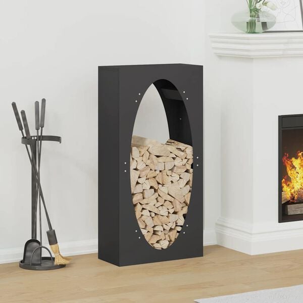 vidaXL Firewood Rack Black 50x23x100 cm Cold-rolled steel