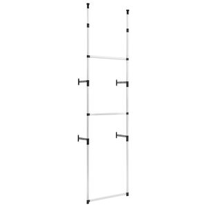 vidaXL Telescopic Wardrobe System | Silver and Black | Aluminium, Plastic