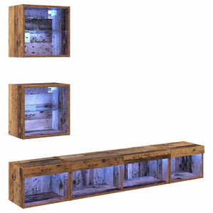 vidaXL TV Wall Units with LED 5 pcs Old wood Engineered Wood
