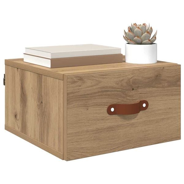 vidaXL Wall-mounted Bedside Cabinet Artisan Oak 35 x 35 x 20 cm