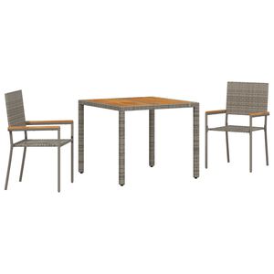 vidaXL Garden Dining Set 3 pcs Grey Poly Rattan