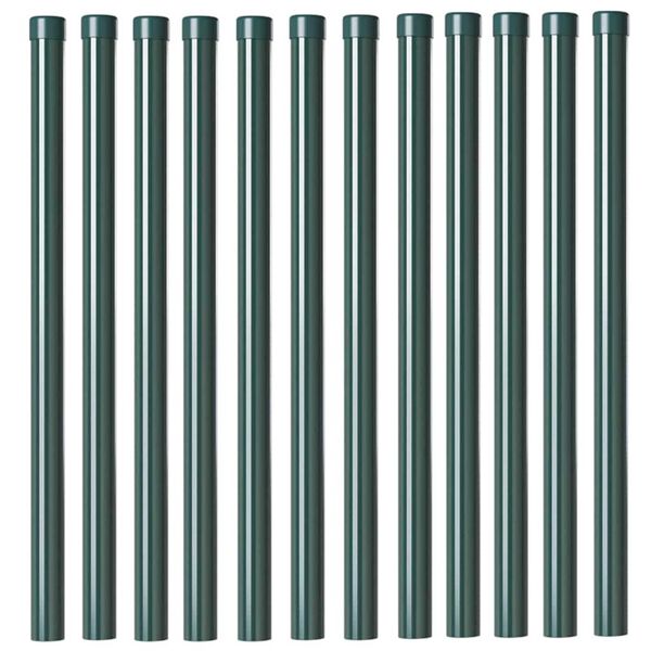vidaXL Fence Posts 12 pcs Green 70 cm Powder-coated steel