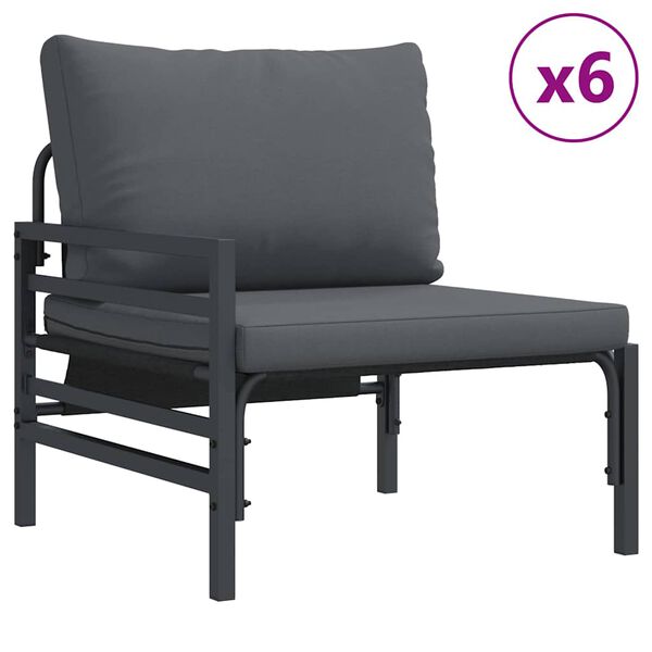 vidaXL Garden Sofa Set with Cushion 13 pcs Black Steel