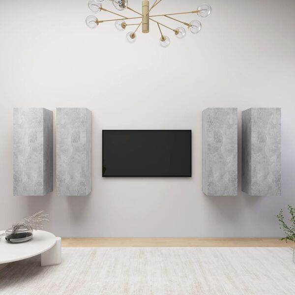 vidaXL TV Cabinets 4 pcs Concrete Grey 30.5x30x90 cm Engineered Wood