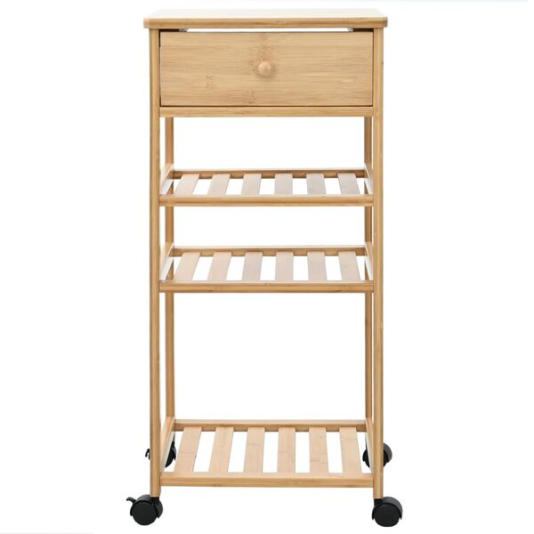 vidaXL Kitchen Trolley with Wheels Natural 37 x 36 x 80 cm Bamboo