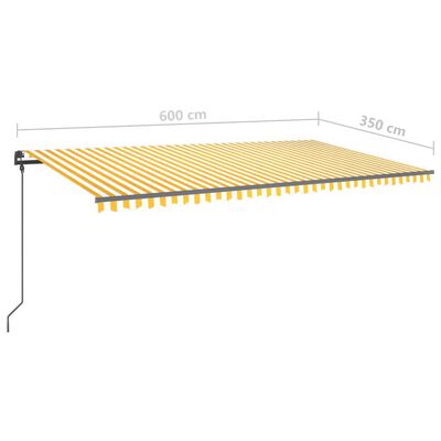 vidaXL Manual Retractable Awning with LED 6x3.5 m Yellow and White