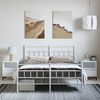 vidaXL Metal Bed Frame without Mattress with Footboard White 150x200cm