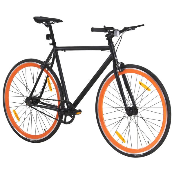 vidaXL Fixed Gear Bike Black and Orange 700c 59 cm
