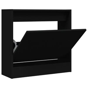 vidaXL Shoe Cabinet | Black | Engineered Wood | Compact | Shoe Cabinet