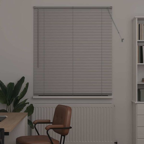 vidaXL Window Blind with Curtains Manual Silver Aluminium