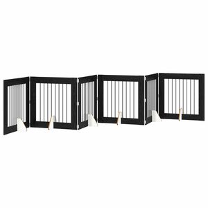 vidaXL Foldable Dog Gate with Stands 6 pcs Black Oak 482 cm