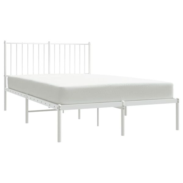 vidaXL Metal Bed Frame without Mattress with Headboard White 120x200cm