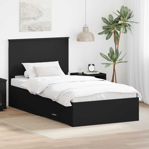 vidaXL Bed Frame Black and Silver 90 x 200 cm Engineered Wood