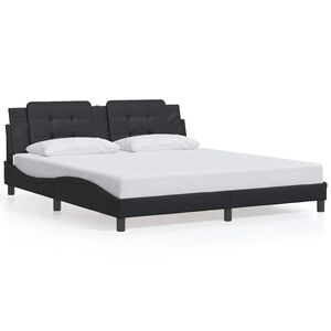 vidaXL Bed Frame without Mattress "Zadar" Black 180x200 cm Super King Faux Leather