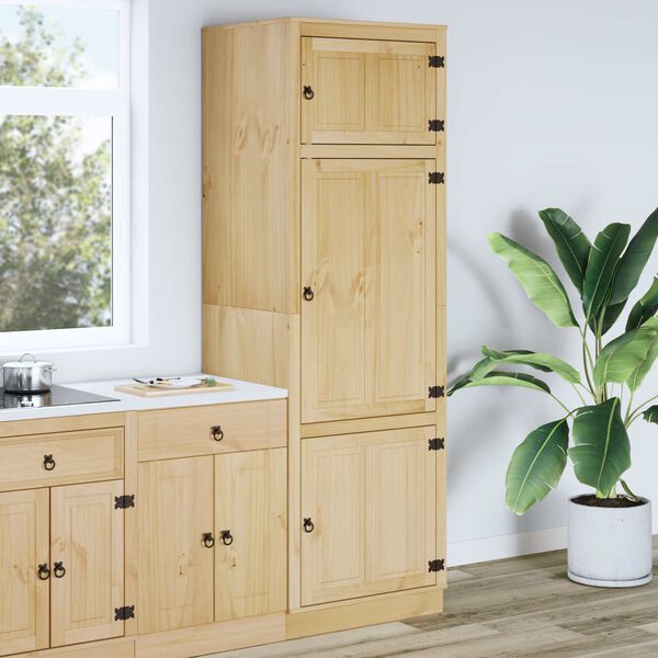 vidaXL Cabinet with Shelf Honey 66 x 58.5 x 207 cm Solid Pine Wood