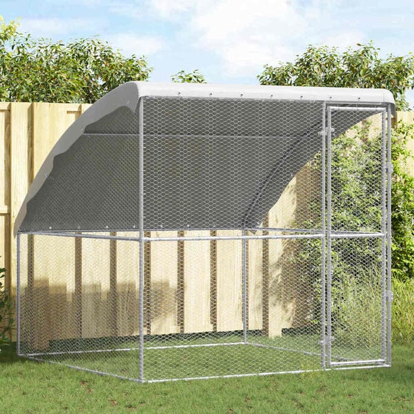 vidaXL Chicken Cage Silver 2 x 2 x 2 m Galvanised Steel