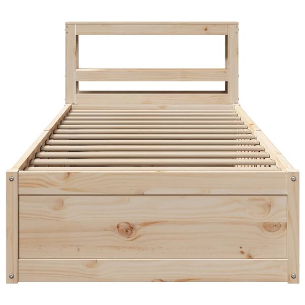 vidaXL Bed Frame with Headboard 75x190 cm Small Single Solid Wood Pine
