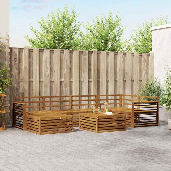 vidaXL Outdoor Sofa Set 7 pcs Natural