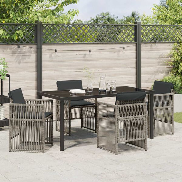 vidaXL Garden Dining Set 5 pcs Grey Powder-Coated Steel