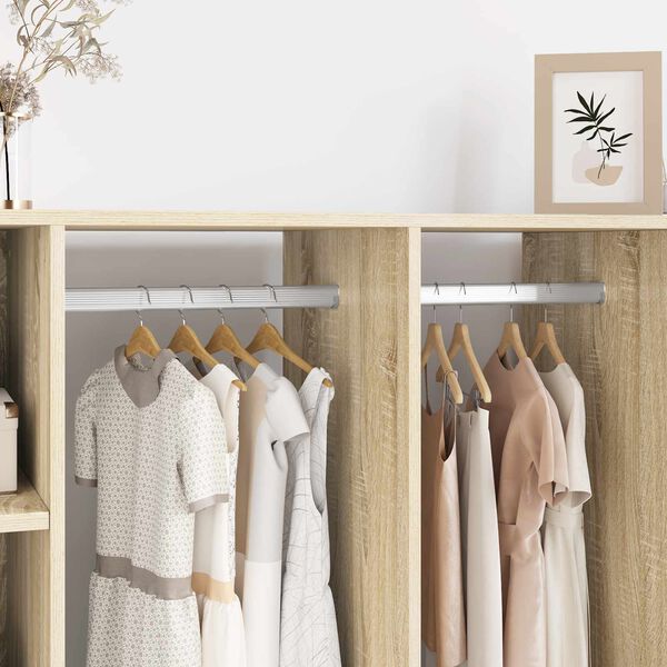 vidaXL Closet Rod 2 pcs Silver 464 x 15 x 29 mm Aluminium Alloy