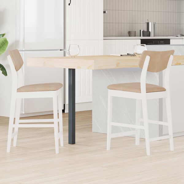 vidaXL Dining Chairs 2 pcs White 48 x 49 x 95 cm Solid Rubber Wood