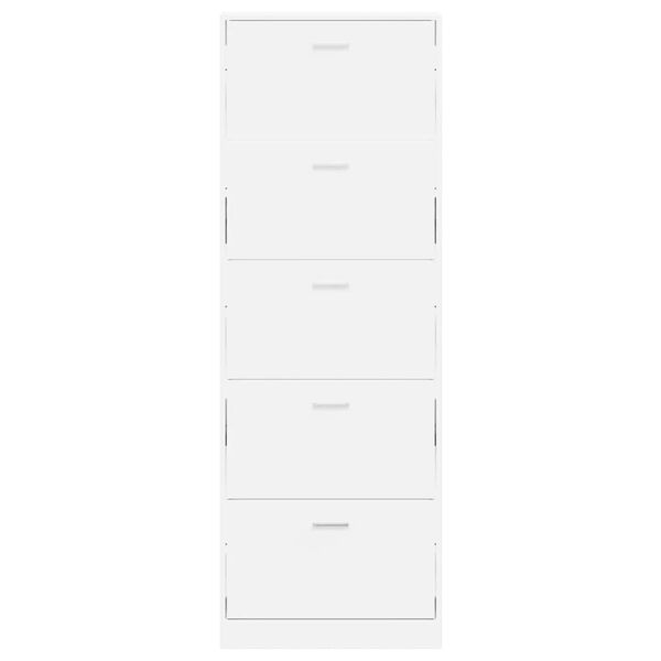 vidaXL White Wooden Shoe Cabinet with 5 Compartments