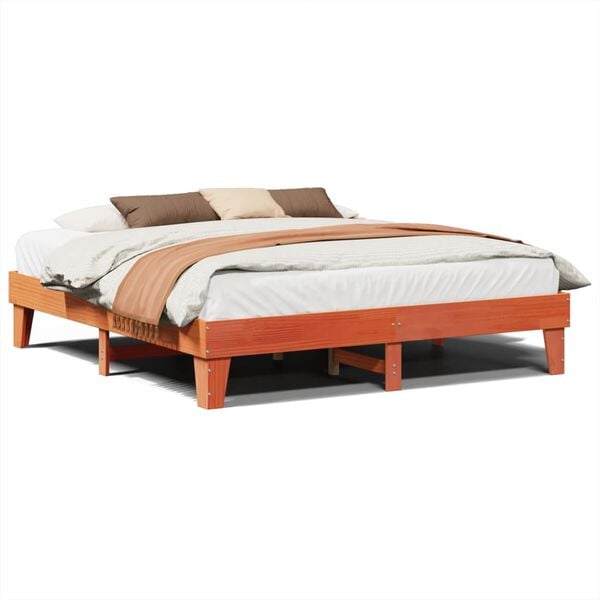 vidaXL Bed Frame without Mattress Wax Brown 200x200 cm Solid Wood Pine