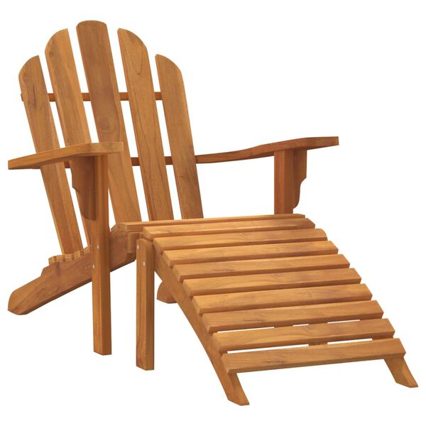 vidaXL Garden Adirondack Chairs with Footrests 2 pcs Solid Wood Teak