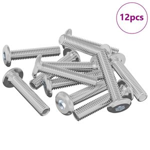 vidaXL Lock Screw Plain 12 pcs Silver M6 x 30 mm Steel