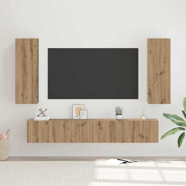 vidaXL TV Cabinet Set Wall-mounted 5 pcs Artisan Oak Engineered Wood