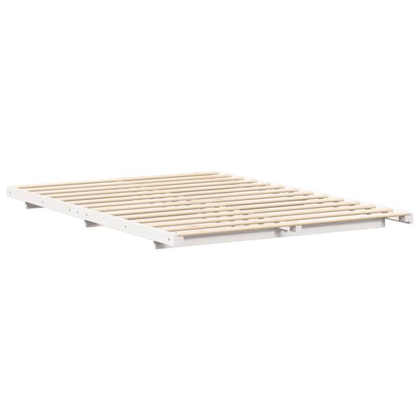 vidaXL Floor Bed Frame White 160 x 200 cm Solid pine wood