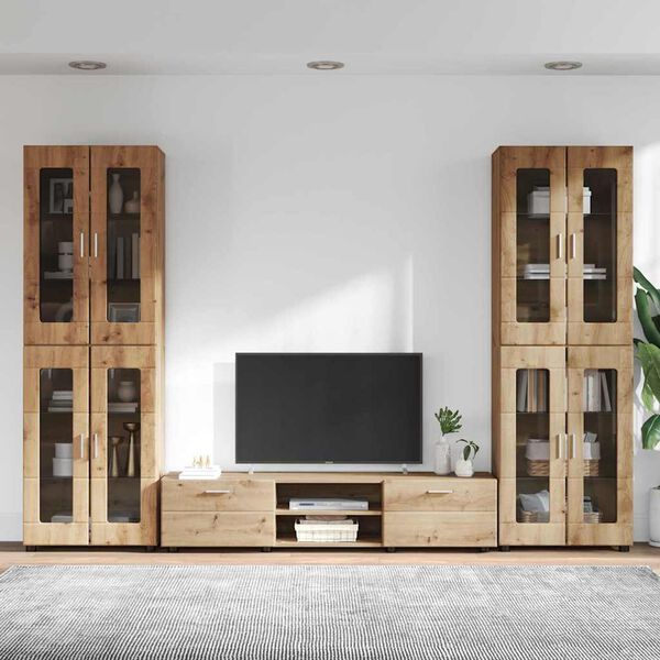 vidaXL TV Cabinet Set with Drawer FLORIN Artisan Oak Engineered Wood