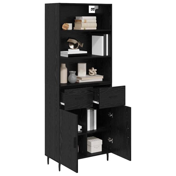 vidaXL Highboard with Drawer Black Oak 69.5 x 34 x 180 cm