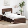 vidaXL Bed Frame with Headboard Brown Oak 90 x 200 cm Solid Pine Wood