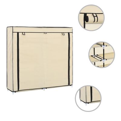 vidaXL Shoe Cabinet with Cover Cream 115x28x110 cm Fabric
