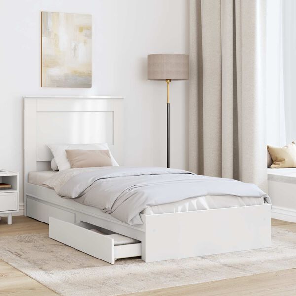 vidaXL Storage Bed with Headboard White 90 x 190 cm Engineered Wood