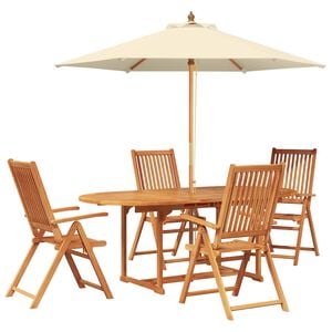 vidaXL Outdoor Dining Set with Parasol 6 pcs 4-Seaters