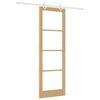 vidaXL Sliding Door Natural 78 x 232 cm Solid Pine Wood and Glass