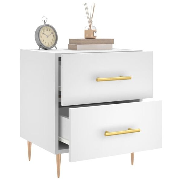 vidaXL Bedside Cabinet White 40x35x47.5 cm Engineered Wood