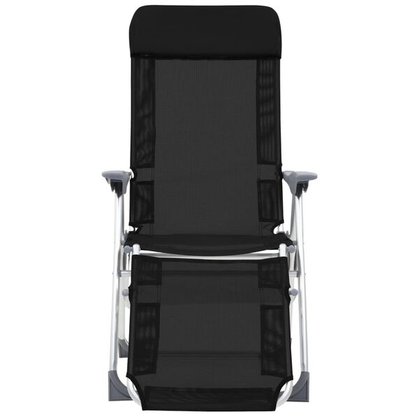 vidaXL Folding Camping Chairs with Footrests 2 pcs Black Textilene