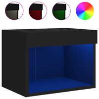 vidaXL Bedside Cabinet with LED Lights Wall-mounted Black