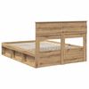 vidaXL Bed Frame with Drawer Artisian Oak 150 x 200 cm Solid Pine Wood