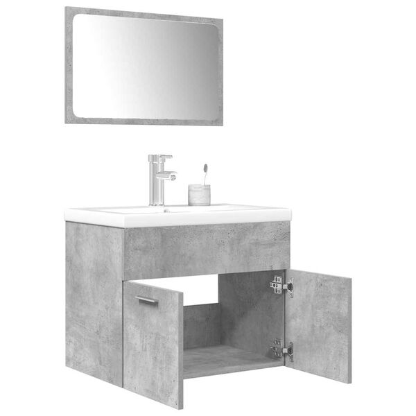 vidaXL 3 Piece Bathroom Furniture Set Concrete Grey Engineered Wood