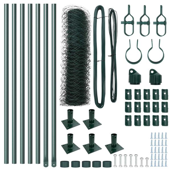 vidaXL Fence Post Green 10 x 0.5 m (50 mm mesh) Steel and PVC